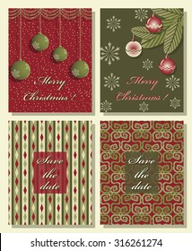 Set of  Christmas abstract vector template. Save the date