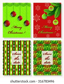 Set of  Christmas abstract vector template. Save the date