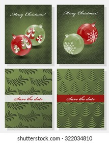 Set of  Christmas abstract vector template. Save the date