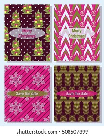 Set of  Christmas abstract vector template. Save the date