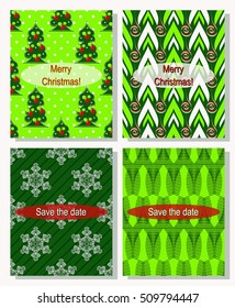 Set of  Christmas abstract vector template. Save the date