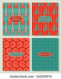 Set of  Christmas abstract vector template. Save the date