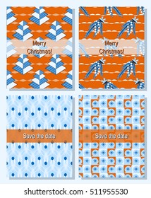 Set of  Christmas abstract vector template. Save the date