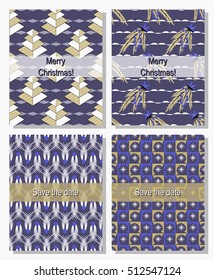 Set of  Christmas abstract vector template. Save the date