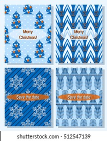 Set of  Christmas abstract vector template. Save the date