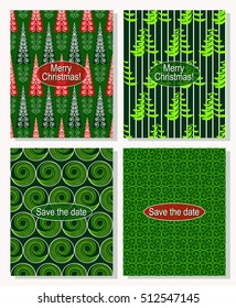 Set of  Christmas abstract vector template. Save the date