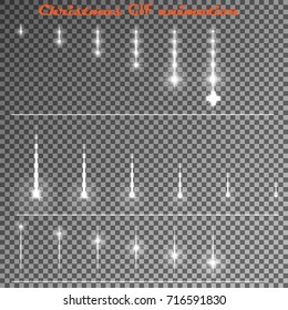 A set of Christmas  animations. Moving white flashes on a transparent background. For used for web, wallpaper, printing.
