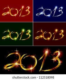 Set christmas background with glow colorful 2013. Vector illustration