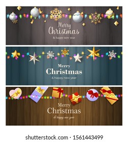 Set of Christmas background patterns. Holiday concept. Vector. Colourful garland, billboard. Illustration can be used for posters, leaflets, announcements
