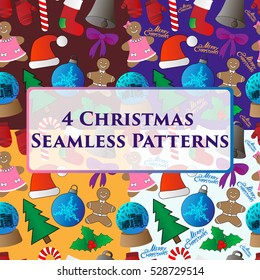 Set of Christmas background, seamless tiling, great choice for wrapping paper pattern
