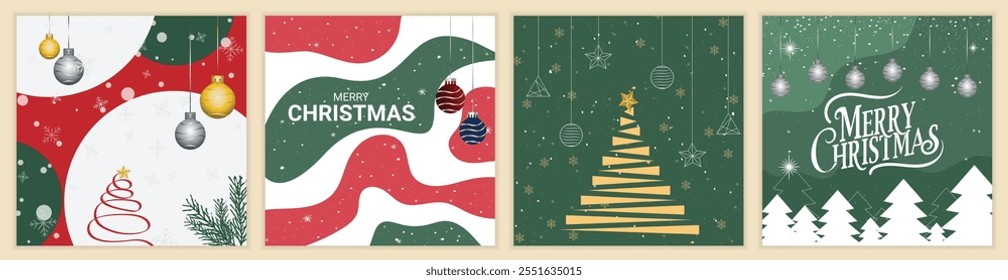 Set of Christmas Background Square Posters, Christmas Background Pack