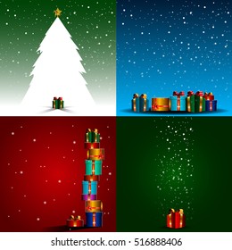 Set of christmas backgrounds with different elements, Vector illustration