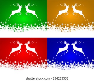 Set of Christmas backgrounds with reindeers