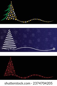 Set of Christmas backgrounds. Christmas tree. Christmas decoration. winter holiday. banner, Greeting card, poster