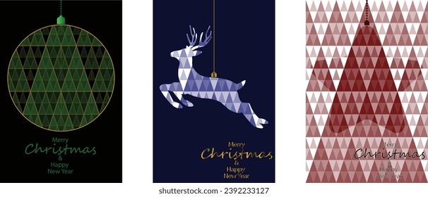 Set of Christmas backgrounds. Christmas tree. Christmas decoration. winter holiday. banner, Greeting card, poster