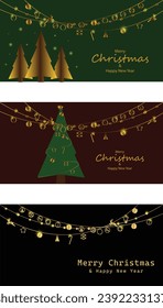 Set of Christmas backgrounds. Christmas tree. Christmas decoration. winter holiday. banner, Greeting card, poster