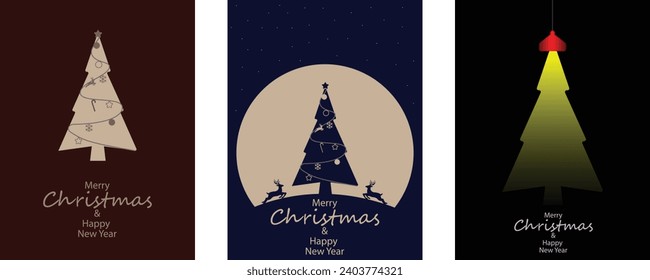 Set of Christmas backgrounds. Christmas tree. Christmas decoration. winter holiday. banner, Greeting card, poster