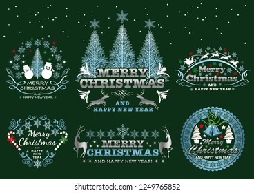 Set of Christmas badges/labels, vector illustration.