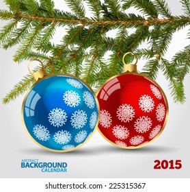 Set christmas ball 2015 year. Vector EPS 10 illustration.