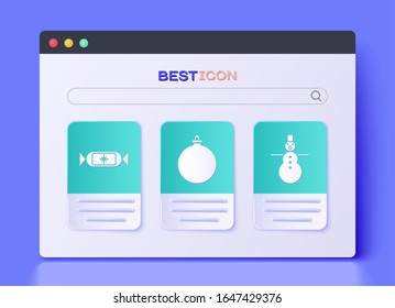 Set Christmas ball, Candy and Christmas snowman icon. Vector