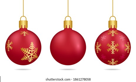 Set of christmas ball with decoration elements isolated on white background. Christmas season and Happy new year season. Vector illustration