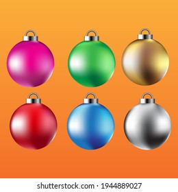 Set of Christmas ball in different color. Vector illustration design.