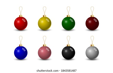 Set of Christmas ball isolated on white background, vector illustration