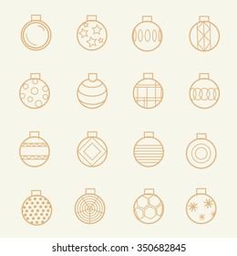 Set of the Christmas ball. Outline icons.