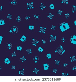 Set Christmas ball, tree, Snowflake and Envelope on seamless pattern. Vector