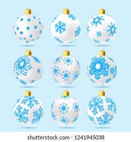 set of Christmas balls 3D vector isolated