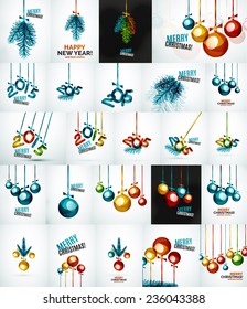 Set of Christmas balls, baubles, New Year Concepts, Greeting cards or Invitation Templates