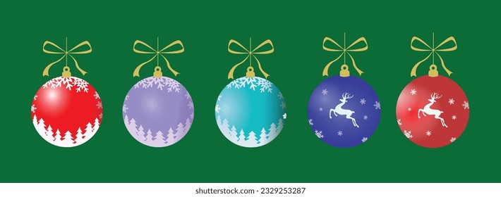 Set of Christmas balls. Decorated Christmas balls. Vector.