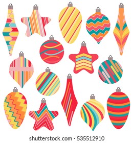 Set of Christmas Balls. Christmas Decorations on White Background.
