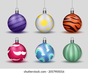 Set of Christmas balls. Decorations for the Christmas tree. Vector illustration.