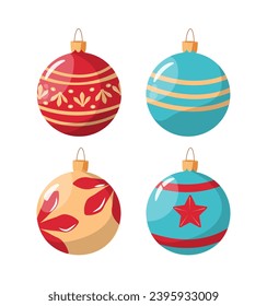 Juego de bolas de Navidad para uso de diseño. Ilustración del vector