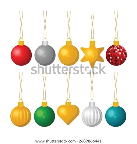 set of christmas balls flat cartoon element