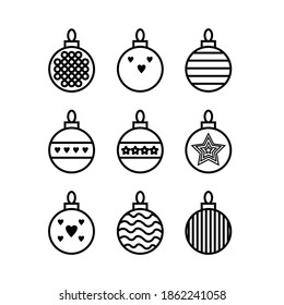 Conjunto de iconos de bolas de Navidad. Ilustración del vector