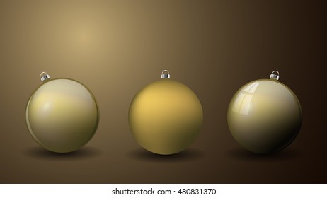 Set Christmas balls isolated. Happy New Year bauble traditional. Merry Xmas greeting card design element. Vector illustration. Card