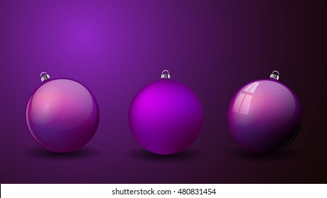 Set Christmas balls isolated. Happy New Year bauble traditional. Merry Xmas greeting card design element. Vector illustration. Card