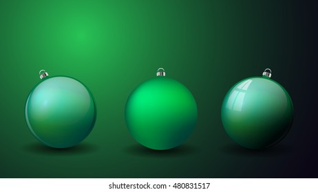 Set Christmas balls isolated. Happy New Year bauble traditional. Merry Xmas greeting card design element. Vector illustration. Card