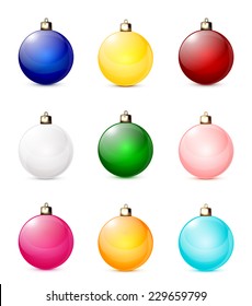 Set of Christmas balls isolated on white background, illustration.