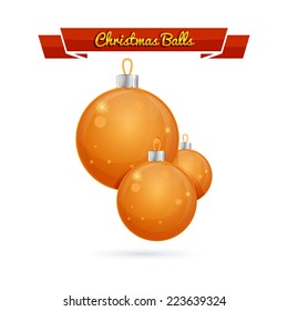 Set of Christmas balls next to each other on a white background