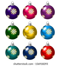 Set of Christmas balls on white background, vector illustration