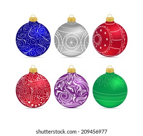 Set of Christmas balls on white background