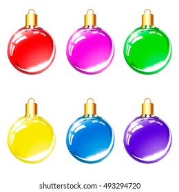 Set of Christmas balls on a white background