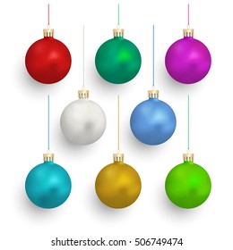 Set of Christmas balls on white background, illustration