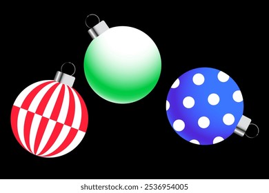 Set of Christmas balls. Set of Christmas ornaments. Vector illustration of Christmas ball ornaments.