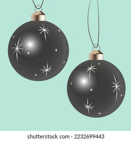 Set of Christmas balls with a pattern of stars