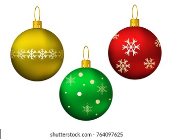 Set Christmas Balls Red Green Gold Stock Vector (Royalty Free ...