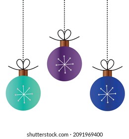 Set of Christmas balls with ribbon vector.